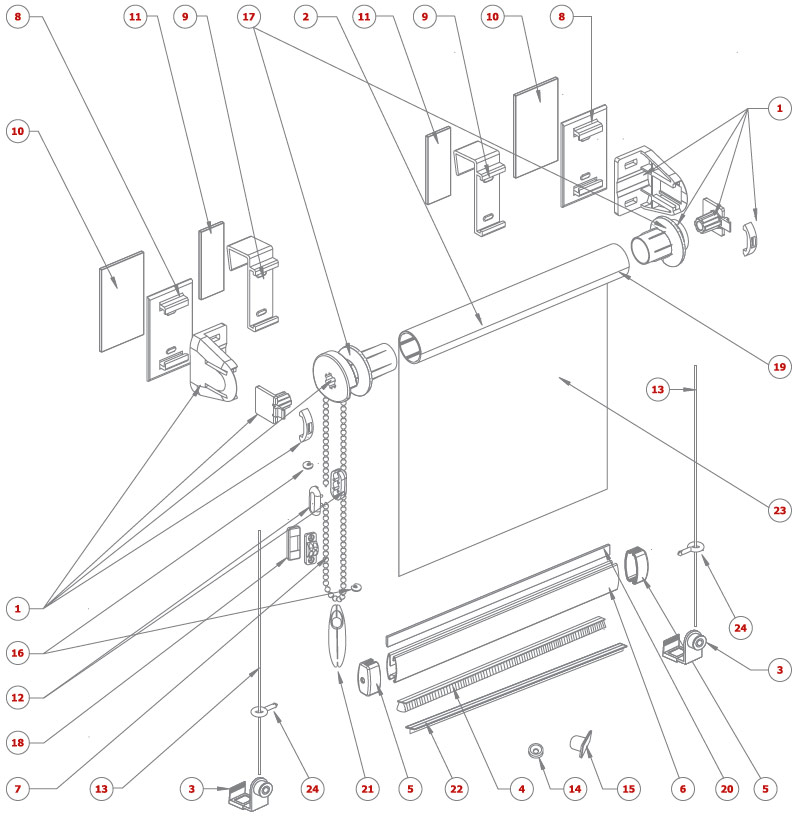 Схема сборки рулонных штор
